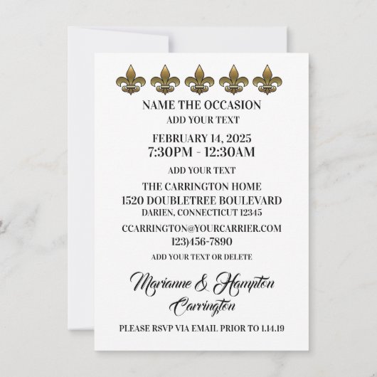 Mardi Gras Gator Einladung (Rückseite)