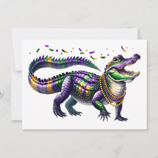 Mardi Gras Gator Einladung (Vorderseite)