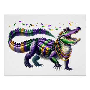 Mardi Gras Gator Poster
