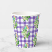 Mardi Gras Gator und Gingham Paper Cup Pappbecher (Vorderseite)