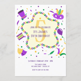 Mardi Gras Geburtstagsparty Einladung