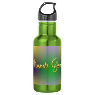 Mardi Gras Gelb, Lila, Grün Edelstahlflasche