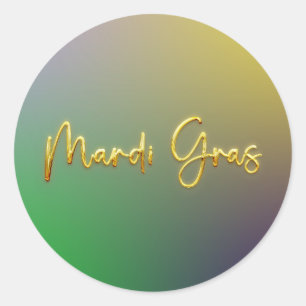 Mardi Gras Gelb, Lila, grün Runder Aufkleber