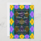Mardi Gras Gelbe Lila Raute Einladung Hochzeit (Vorderseite)