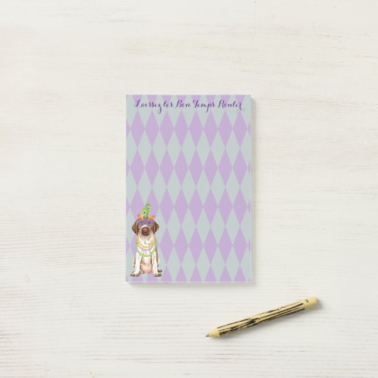 Mardi Gras German Drahthaar Pointer Post-it Klebezettel (Auf Schreibtisch)