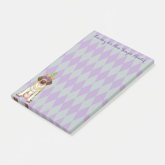 Mardi Gras German Drahthaar Pointer Post-it Klebezettel (angewinkelt)