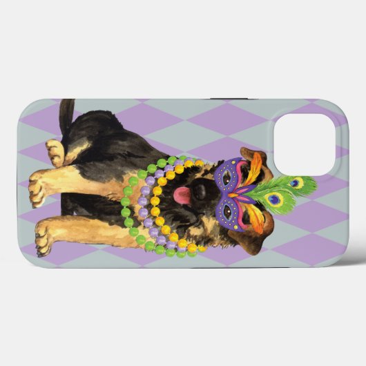 Mardi Gras German Shepherd Case-Mate iPhone Hülle (Rückseite (Horizontal))
