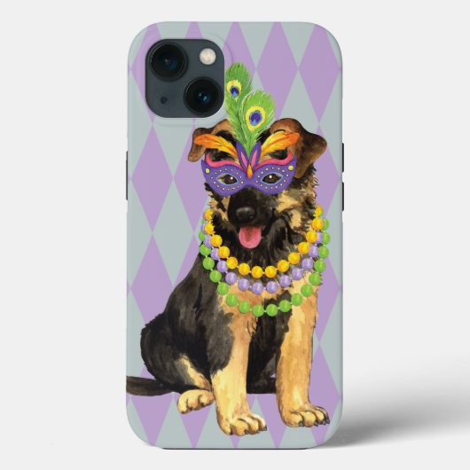 Mardi Gras German Shepherd Case-Mate iPhone Hülle (Rückseite)