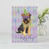 Mardi Gras German Shepherd Einladung (Stehend Vorderseite)