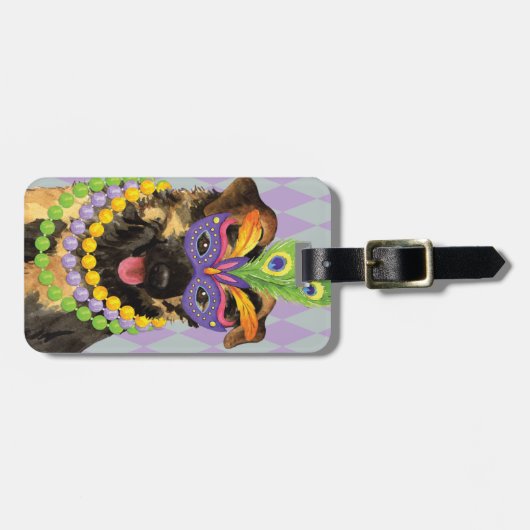 Mardi Gras German Shepherd Gepäckanhänger (Vorderseite horizontal)