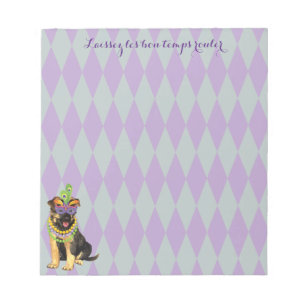Mardi Gras German Shepherd Notizblock