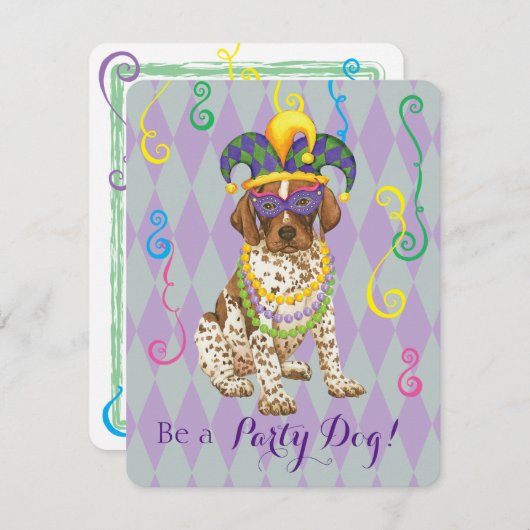 Mardi Gras German Shorthaired Pointer Einladung (Vorne/Hinten)