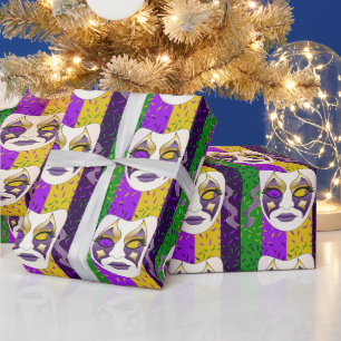 Mardi Gras Gesicht Wurf Kissen Geschenkpapier