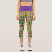 Mardi Gras Gingham gemustert Capri Leggings (Vorderseite)