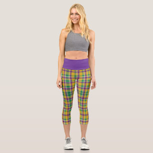 Mardi Gras Gingham gemustert Capri Leggings