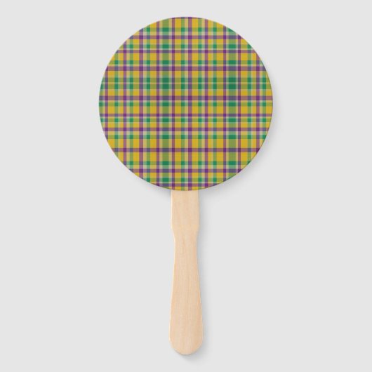 Mardi Gras Gingham gemustert Fächer (Vorderseite)