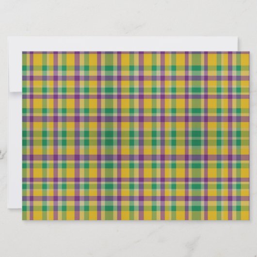 Mardi Gras Gingham gemustert Feiertagskarte (Vorderseite)