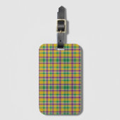 Mardi Gras Gingham gemustert Gepäckanhänger (Vorderseite Vertikal)