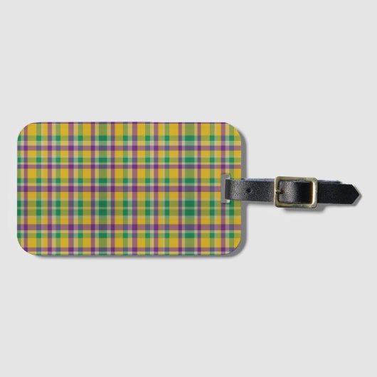 Mardi Gras Gingham gemustert Gepäckanhänger (Vorderseite (Horizontal))