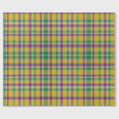 Mardi Gras Gingham gemustert Geschenkpapier (Flach)
