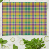 Mardi Gras Gingham gemustert Geschirrtuch (Gefaltet)