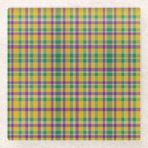Mardi Gras Gingham gemustert Glasuntersetzer