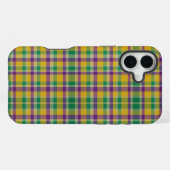 Mardi Gras Gingham gemustert iPhone Hülle (Rückseite (Horizontal))