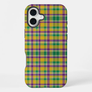 Mardi Gras Gingham gemustert iPhone 16 Plus Hülle