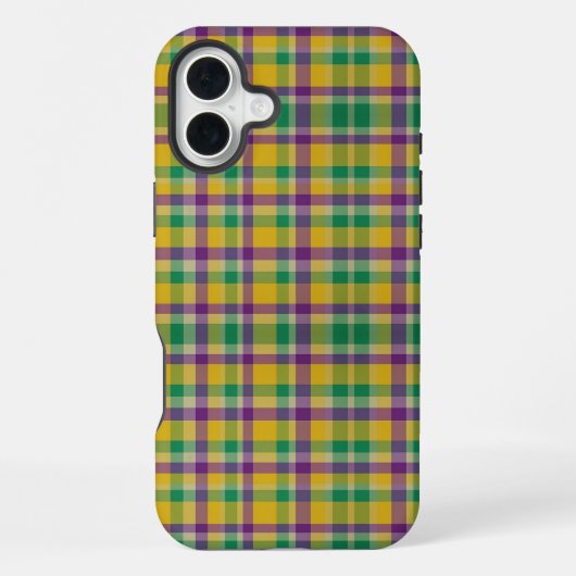Mardi Gras Gingham gemustert iPhone Hülle (Rückseite)