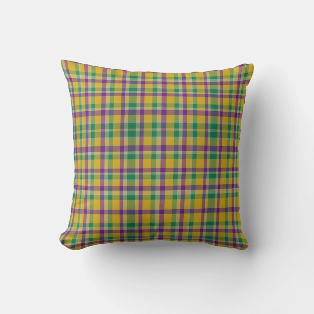 Mardi Gras Gingham gemustert Kissen (Vorderseite)