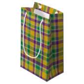 Mardi Gras Gingham gemustert Kleine Geschenktüte (Vorderseite Schrägansicht)