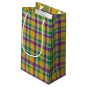 Mardi Gras Gingham gemustert Kleine Geschenktüte (Rückseite Schrägansicht)
