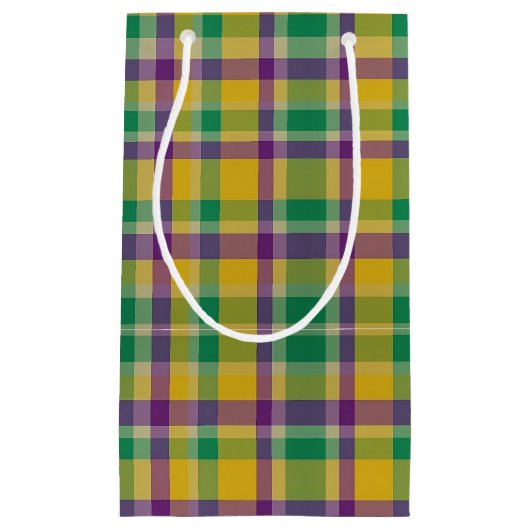 Mardi Gras Gingham gemustert Kleine Geschenktüte (Vorderseite)