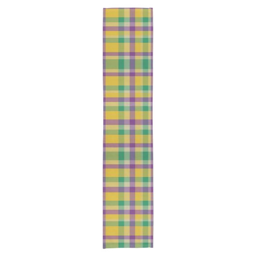 Mardi Gras Gingham gemustert Kurzer Tischläufer (Vorderseite)