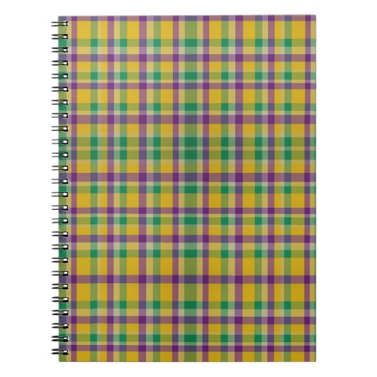 Mardi Gras Gingham gemustert Notizblock (Vorderseite)