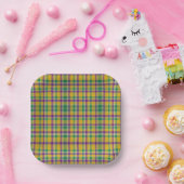 Mardi Gras Gingham gemustert Pappteller (Party)