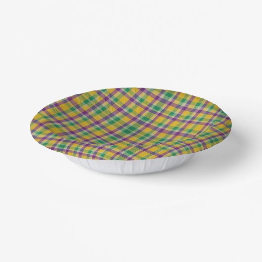Mardi Gras Gingham gemustert Pappteller (Gewinkelt)