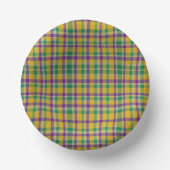 Mardi Gras Gingham gemustert Pappteller (Vorderseite)