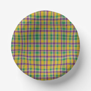 Mardi Gras Gingham gemustert Pappteller