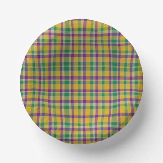Mardi Gras Gingham gemustert Pappteller (Vorderseite)