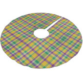 Mardi Gras Gingham gemustert Polyester Weihnachtsbaumdecke (Schrägansicht)