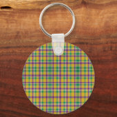 Mardi Gras Gingham gemustert Schlüsselanhänger (Vorderseite)