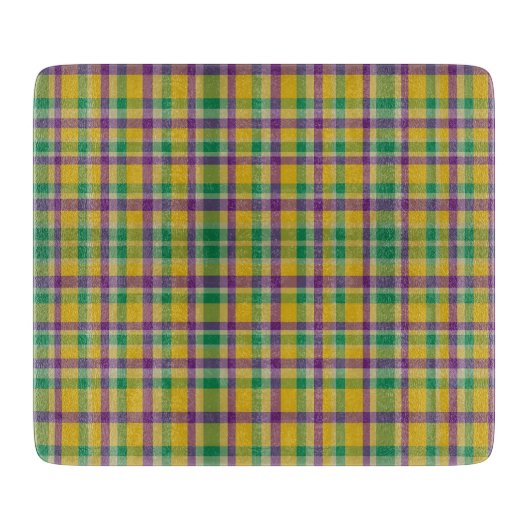 Mardi Gras Gingham gemustert Schneidebrett (Vorderseite)