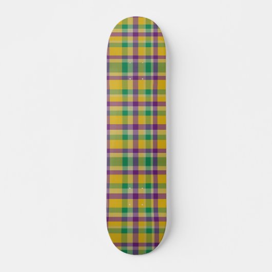 Mardi Gras Gingham gemustert Skateboard (Vorne)