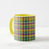 Mardi Gras Gingham gemustert Tasse (Vorderseite Links)