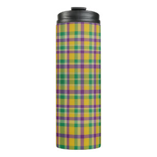 Mardi Gras Gingham gemustert Thermosbecher