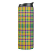 Mardi Gras Gingham gemustert Thermosbecher (Nach links gedreht)