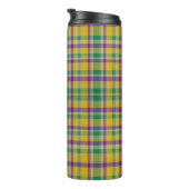 Mardi Gras Gingham gemustert Thermosbecher (Nach rechts gedreht)