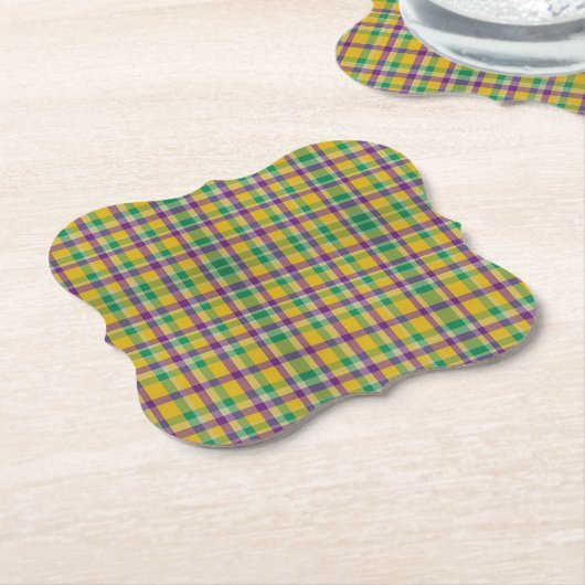 Mardi Gras Gingham gemustert Untersetzer (angewinkelt)