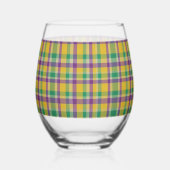 Mardi Gras Gingham gemustert Weinglas Ohne Stiel (Rückseite)